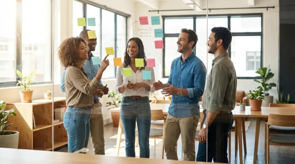 Amélioration continue entreprise - équipe collaborative transformation